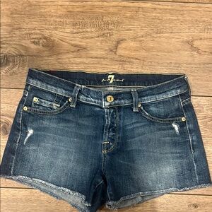 7 For All Mankind Women's Blue Denim Shorts